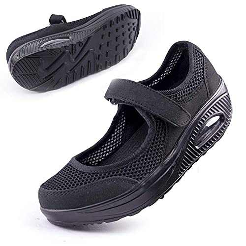Women's Comfortable Working Nurse Shoes Non-Slip Adjustable Breathable Walking Buffer Fitness Casual Nursing Orthotic Lightweight Shoes Arthritis, Diabetes Heel Pain Aa-Black/US 6.5