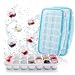 Produktbild PRIMEMION - 100% Auslaufsicherer Eiswürfelbehälter mit Deckel | 21 Eiswürfel - leichte Entnahme durch weiches Silikon | Aromadichte Eiswürfelform mit Deckel (Ozeanblau, 3er Set)