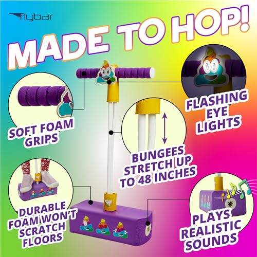 Image of Flybar My First Pogo Jumper for Kids Fun and Safe Pogo Stick for Toddlers, Durable Foam and Bungee Jumper for Ages 3 and up, Supports up to 250lbs, Rainbow Poop Emoji