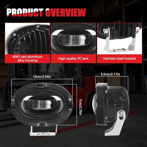 Luz de advertencia LED para carretillas elevadoras de 9W IP67 DC 10-80V con 3 chips 5