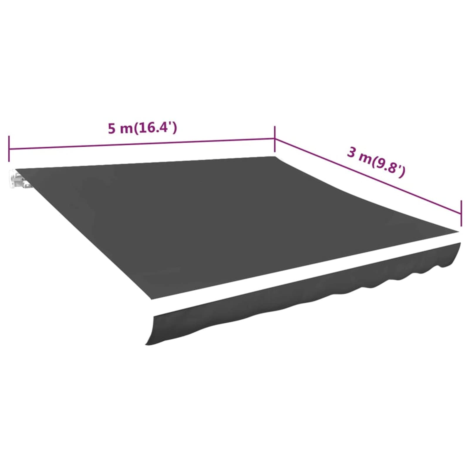 Tidyard Tissu de Remplacement pour Auvent Tissu de Rechange pour Store Toile d'auvent Store Banne pour Patio, Terrasse ou Jardin Imperméable Anthracite 500x300 cm