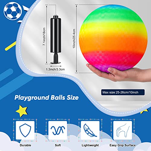 Sumind 12 Pcs 10 Inch Playground Ball Inflatable Kickballs Bouncy Dodgeball For Kids And Adults,Handball With Air Pump And 2 Mesh Drawstring Bags For Ball Games, Gym, Outdoor, School (Rainbow) #TOP1