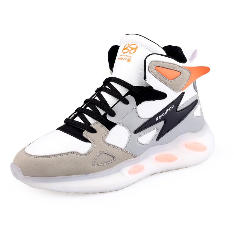 Bacca Bucci® Attitude Korean Style High-top Streetwear Sneakers | Athletic-Inspired Shoes for Men Grey, Size UK8 (B0CMD9Y3DC) Amazon Price History, Amazon Price Tracker