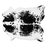 Beraliy Cowhide Rug, Premium Thick Cow Print Rugs for Bedroom, Black and White Faux Fur Animal Cow H