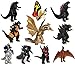 EZFun Set of 10 Godzilla Toys with Carry Bag, Movable Joint Action Figures 2019, King of the Monsters Mini Dinosaur Mothra Imago Burning Heisei Mecha Ghidorah Playsets Kids Birthday Cake Toppers Pack