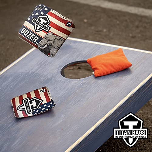 Titan Bags - Dozer Cornhole Bags - Acl Pro Approved Toss Bag, Professional Cornhole Bags, Bean Bags For Cornhole, Tossing Bags For Indoor And Outdoor Use, Suede Cloth Tournament Bean Bag (Merica) #TOP2