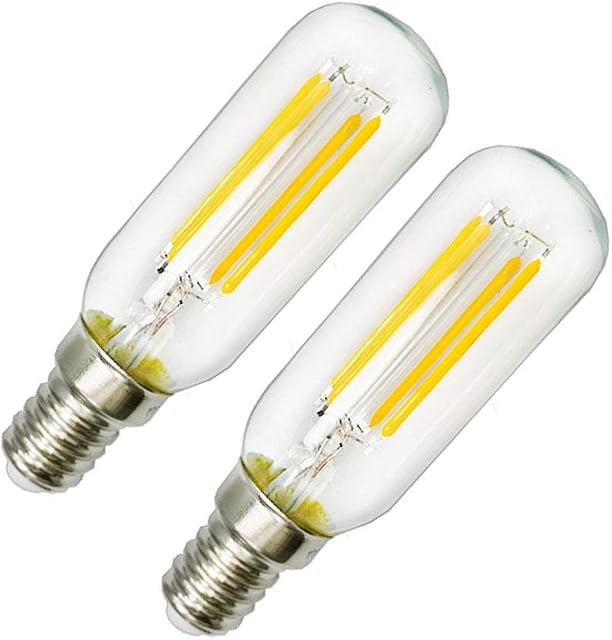 LED 4W SES Cooker Hood Light Bulb E14 Cool White 6000K T25 Tube Filament Bulbs 40W Incandescent Replacement Small Edison Screw Non-dimmable Appliance for Cooker Hood/ Fridge Freezer (2-Pack)