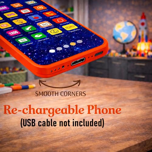 Image of Wishkey Edu Phone for Kids Astronaut Theme 28 Functions Rechargeable USB Cable Not Included Learning Mobile Toy with 22 Features English & Hindi Language Toddler Learning Phone for Boys & Girls Age 2+