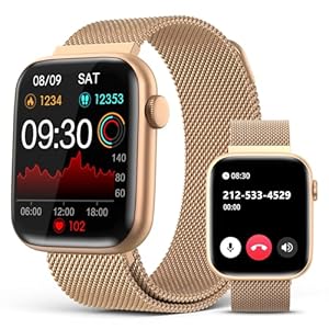 Smart Watches for Women (Answer/Make Calls), 1.9″ HD Full Touch Screen, Fitness Tracker with Heart Rate Blood Oxygen Blood Pressure Sleep Monitor, IP67 Waterproof Smartwatch for Android iOS
