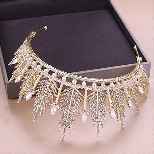 Corona elegante para mujer diadema anticaída con peinetas de sujeción estable y cristales de novia 4