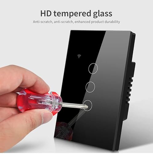 Aimengte Homekit Smart Switch, Glass Panel Touch Switch, Electrical Light Switches Compatible With Siri, Alexa, Google Assistant, Neutral Wire Required, Mfi Certification (Black, 1 Gang) #TOP4