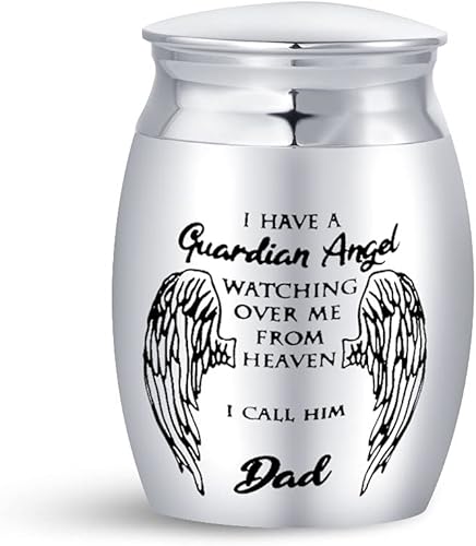 SBI Jewelry My Guardien Angel Dad - Mini urnas de cremación para cenizas humanas para papá, padre, hombres, familia, papá, papá, memorial, cenizas