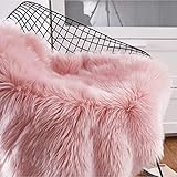 TSAR003 Alfombras Blancas de Piel sintética for Dormitorio Lana Artificial Alfombra Peluda Suave Ajuste Sala de Estar Silla Cojín Sofá Área Peluda Alfombras de Piso (Color : Pink, Size : 40 * 40)