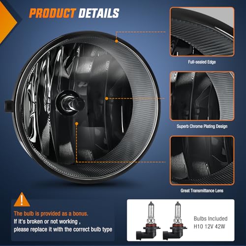 Image of Nilight Fog Light Assembly Compatible with Toyota 2005 2006 2007 2008 2009 2010 2011 Tacoma 2007-2013 Tundra 2008-2017 Sequoia 2004-2006 Solara Smoke Lens w /H10 42W Bulbs