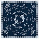 arricraft 1 Pc Large Cotton Bandana Headband, 22'x22' Fish Theme Pattern Printed Square Hairband Vintage Floral Multi-Purpose Bandana for Men Women Outdoor Workout Running Headwear