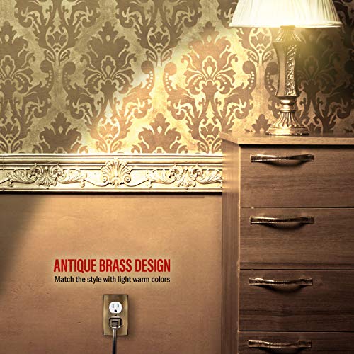 Enerlites Duplex Receptacle Outlet Metal Wall Plate, Stainless Steel Outlet Cover, Corrosion Resistant, Standard Size 1-Gang 4.50" X 2.76", Stainless Steel 201, 7721-Ab-5Pcs, Antique Brass, 5 Pack #TOP3