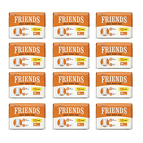 FRIENDS Unisex Disposable Adult Insert Pads - Pack of 12 (Each Pack 15 Pcs)