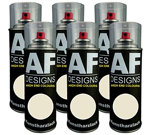 Alex Flittner Designs 6X Plástico Revestimiento Pintura en Espray Laca Colorida Lata de Aerosol RAL1013 Blanco Perla Brillante Mate - RAL1013 Blanco Perla Brillante