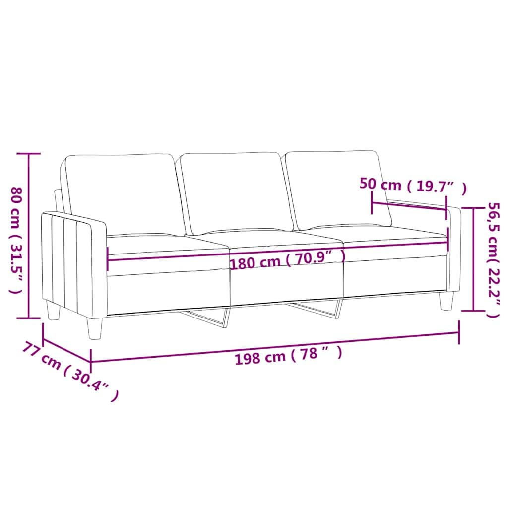 Kremowa sofa 3-osobowa, 180 cm, aksamitna