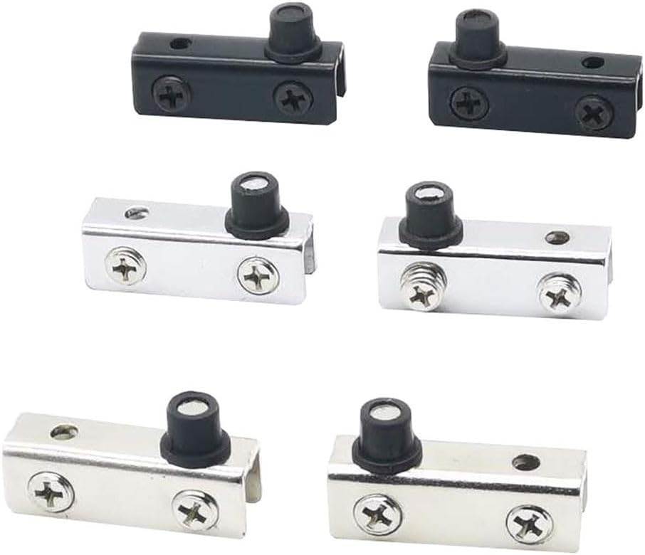 Glass Cabinet Door Clip Metal Showcase Latch Display Case Hinge Iron Glass Holder Nickel Plated Catch Black Cabinet Clip for Home Kitchen Storage 2PCS(Black)