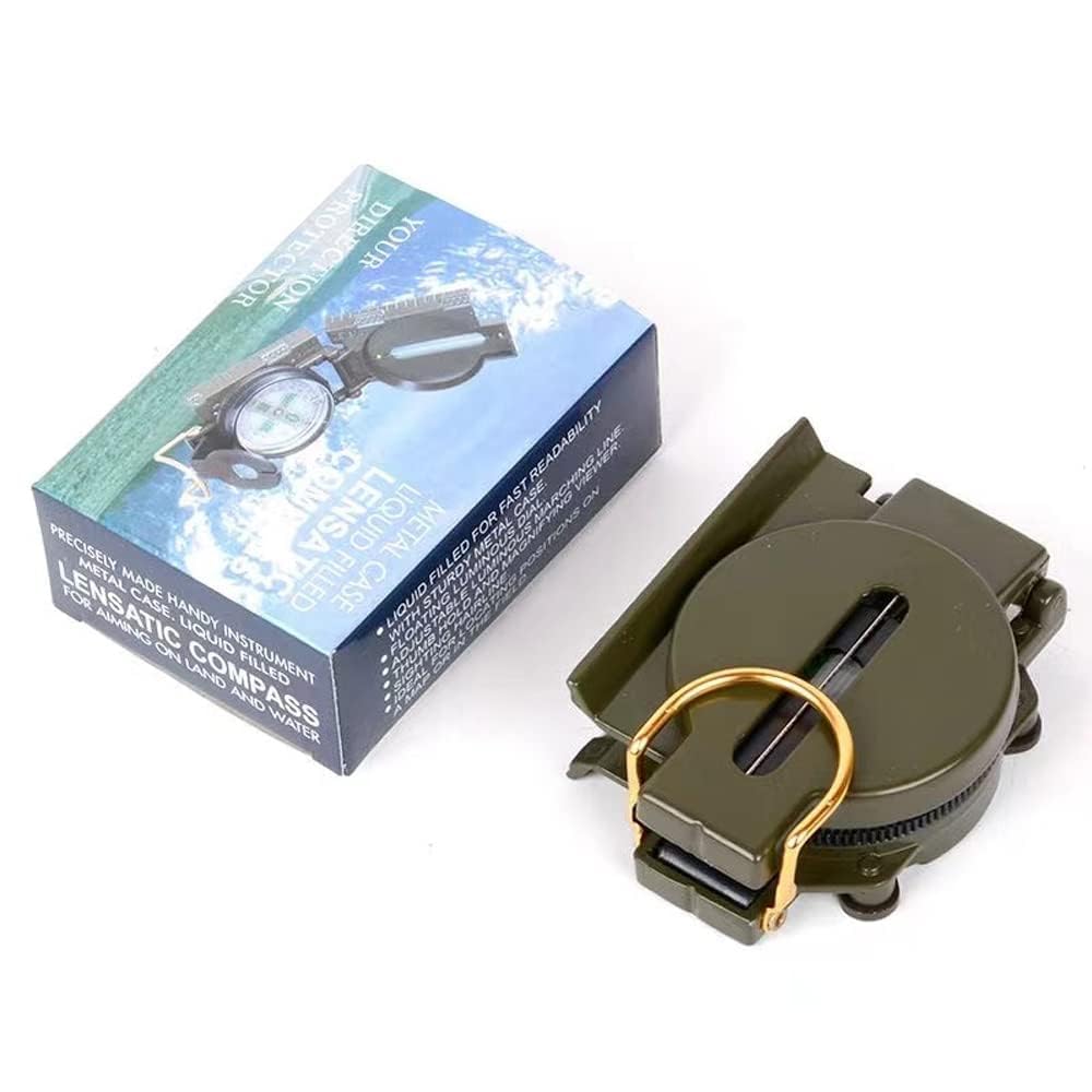 Multifunctional Metal Military Lensatic Sighting Accuracy Pocket Compass for Outdoor Activities (Green)-image-17