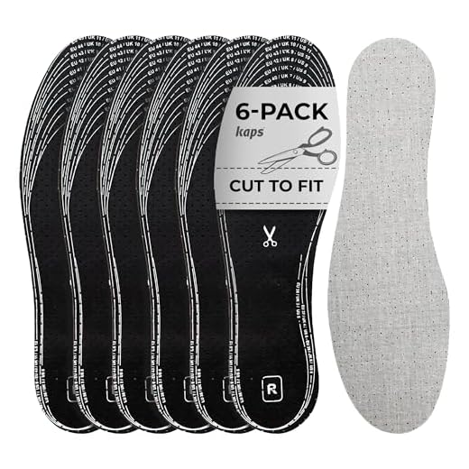 Kaps Paquete de 6 Pares de Plantillas para Calzado, Anti-Olor con Olor a Carbón Vegetal, Insertos para Zapatos, Odour Stop, Corte a Su Medida