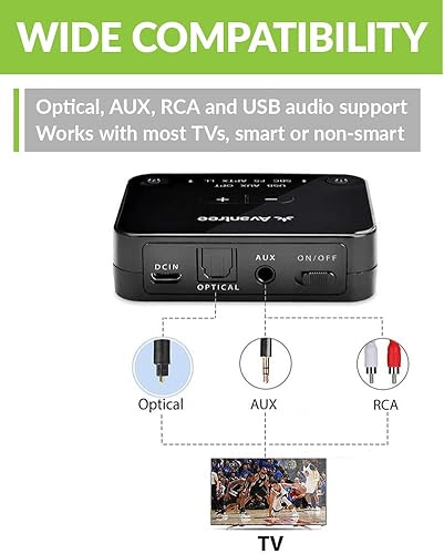 Miniatura 6 de Avantree HT4186 Auriculares inalámbricos para ver televisión, juego de auriculares con banda para el cuello con transmisor Bluetooth para audio