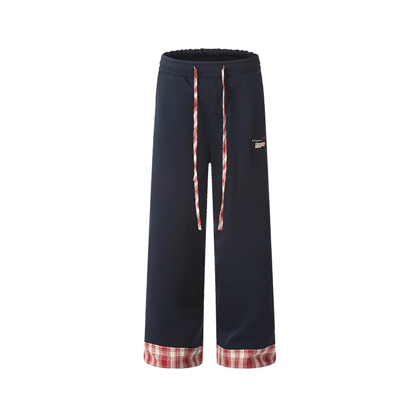 Pantalon Chandal Mujer Chandal Ancho Jogger Pantalones Deportivos con Dobladillo Enrollado Bordado Corte Holgado Pierna Recta Estilo Jogger Informal Detalles diseño para otoño Invierno