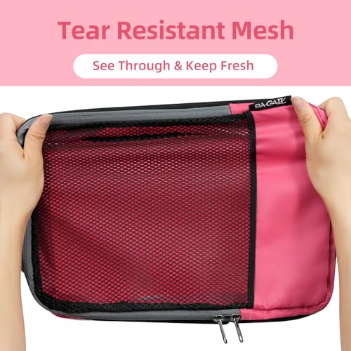 Image of BAGAIL 4 Set /6 Set /8 Set Compression Packing Cubes Travel Accessories Expandable Packing Organizers (Half Mesh, 6-Coral)