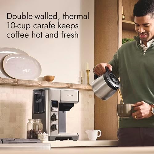Lotus Coffee Maker with Grounds Scale, Programmable 10-Cup Coffee Maker, The Top Drip, 1500 Watts, Stainless Steel, Professional Series, LTSCM500 - 4