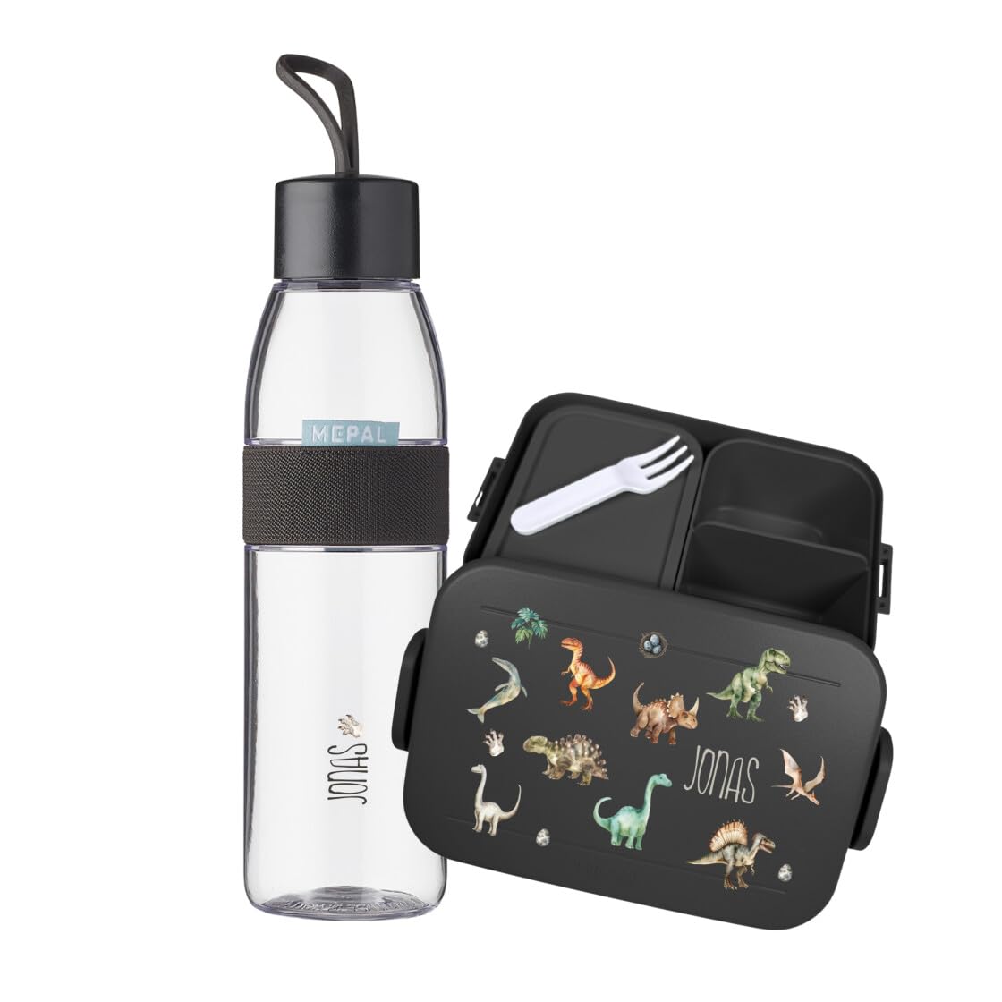 Boîte à bento anti-fuite dinosaure et bouteille d'eau pour le midi