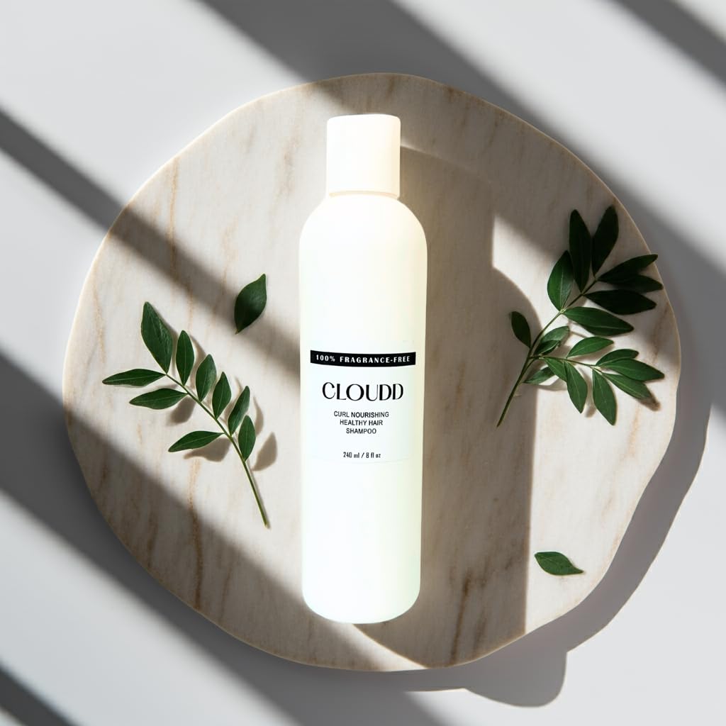 CLOUDD Fragrance-Free Curl Nourishing Healthy Hair Shampoo, 100% Fragrance-Free and Essential Oil-Free, Unscented