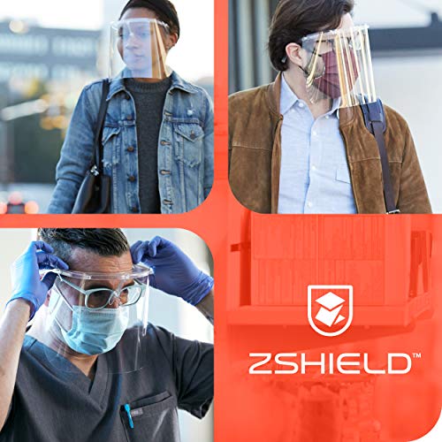 Zshield Ultra - Reusable Face Shield W/Full-Face Clear Lens & Forehead Mounted Design (Wear With Glasses, Ear-To-Ear Coverage, Made In Usa, 1 Pack - Red) #TOP3