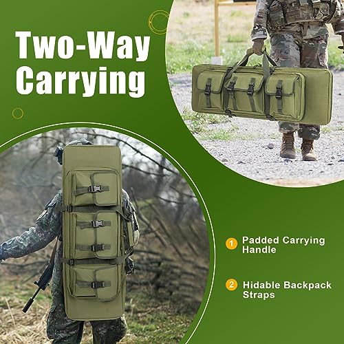 PERFBAGS 36\" Soft Double Rifle Bag Tactical Long Rifle Backpack, Portable Shotgun Case for Storage and Transportation, Suitable for Outdoor Hunting Shooting
