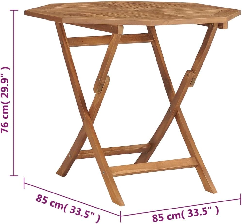 Folding Patio Table,Outdoor Dining Table,Porch Side Table,Garden Table,for Easy Storage and Transportation,Garden Table for Picnic Camping Porch Deck Lawn Backyard, 33.5"x30" Solid Teak Wood