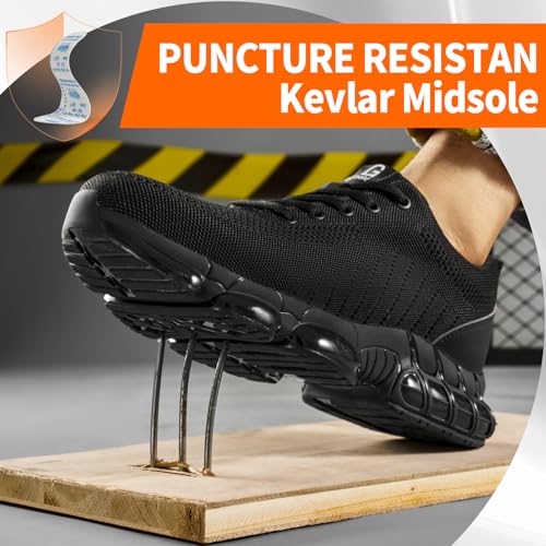Image of Steel Toe Work Shoes for Men Lightweight Safety Shoes with Puncture Resistant Sole Comfortable Construction Industrial Work Shoe for Warehouse