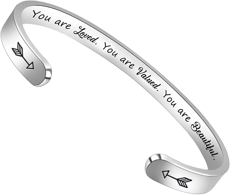 Btysun Bracelets for Women Mothers Day Bracelet Gifts from Daughter Inspirational Gifts for Women Graduation Gifts for Her Motivational Birthday Cuff Bangle Friendship Personalized Mantra Jewelry…