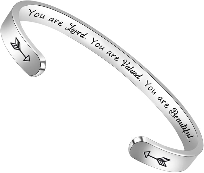 Btysun Bracelets for Women Mothers Day Bracelet Gifts from Daughter Inspirational Gifts for Women Graduation Gifts for Her Motivational Birthday Cuff Bangle Friendship Personalized Mantra Jewelry…
