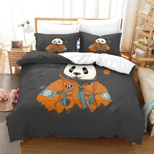 Housse de couette panda 220x240 parure de lit 3D microfibre avec zippe