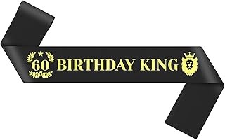 60th Birthday Gifts for Men 60th Birthday Sash Gifts for 60 Year Old Men Husband Brother Dad Grandfather Uncle Friends Turning 60 Gift for Him Party Decorations Supplies Favors Satin Sash Black