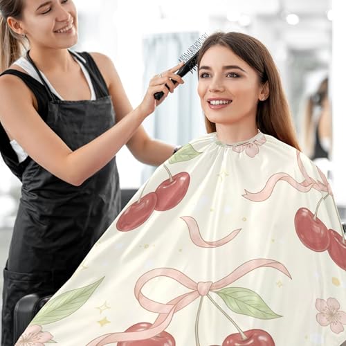 Burbuja Capa de Barbero Cherry, Capa para Corte de Cabello con Cuello Ajustable Impermeable de Poliéster para Salón Barbero Unisex Adulto miniatura 7