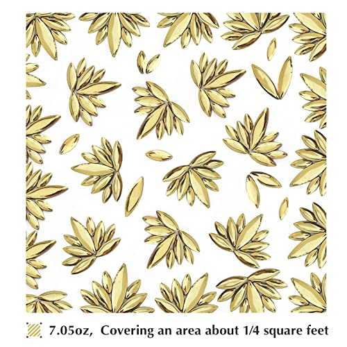 Youway Style Ceramic Mosaic Tiles For Crafts, Petal Shape Golden Mosaic Ceramic Tiles For Mosaic Table Decor,Diy Mosaic Kits(3 Sizes,7Oz) #TOP7