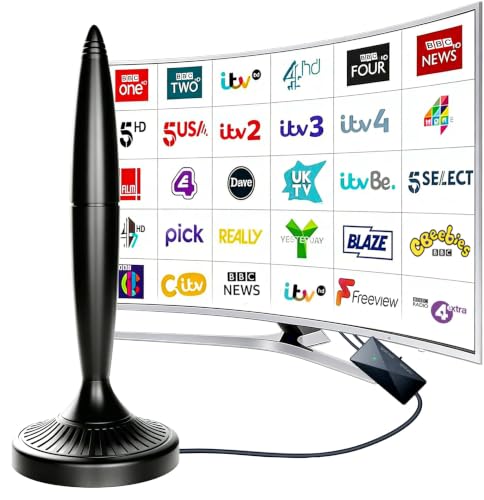 Image of Indoor TV Aerial, 360° Long Range Reception Indoor Aerial for Smart TV