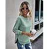 KIRUNDO-2021-Womens-Solid-Color-Sporty-Sweatshirt-Casual-Loose-Crew-Neck-Long-Sleeves-Pullover-Ribbed-Cuffs-Hem-Tops KIRUNDO 2023 Fall Winter Women's Tie Dye Sporty Sweatshirt Crew Neck Long Sleeves Pullover Ribbed Cuffs Hems Sweaters Outwear (Large, Split-Light Green)