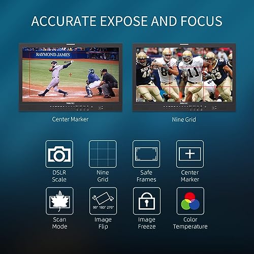 Image of P238-9HSD 23.8 inch Production Broadcast Director LCD Monitor with 3-Color Tally Light IPS Full HD 1920x1080 3G-SDI 4K HDMI Input Output
