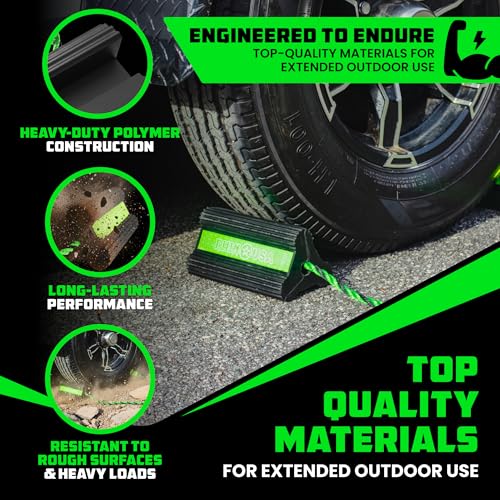 image for Rhino USA Heavy Duty Rubber Wheel Chocks for Trucks, Trailers, Tires, 