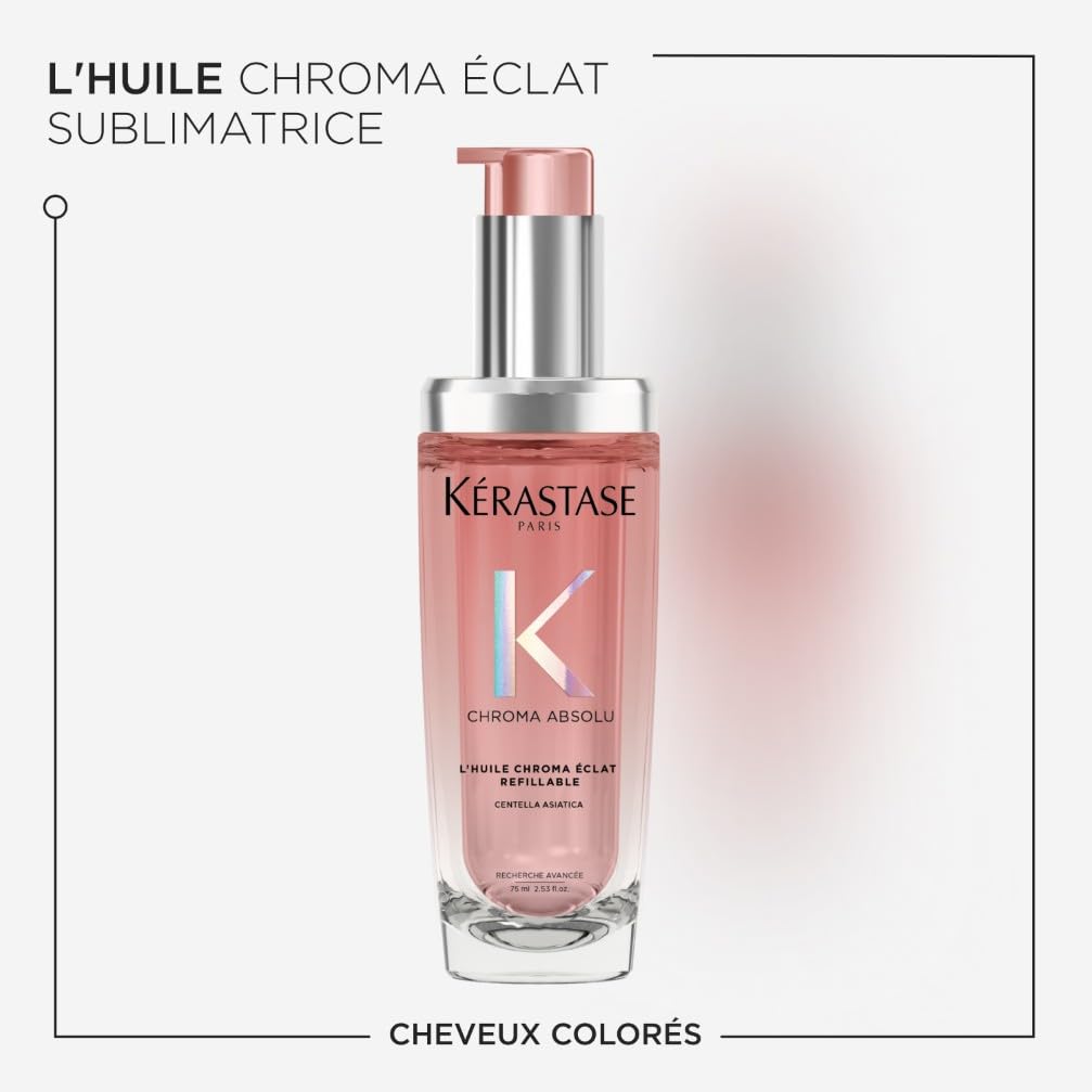 KÉRASTASE Chroma Absolu - L'Huile Chroma Éclat Rechargeable - Huile Capillaire Brillance Multi-Usage - Soin Thermo-Protecteur Sans Rinçage - Extrait de Centella Asiatica - Cheveux Colorés