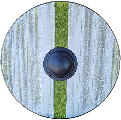 NauticalMart Historical Ragnar Lodbrok Viking Shield Medieval Norse Wooden Plank Stripe Green
