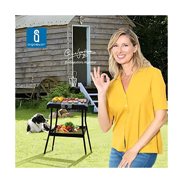 Aigostar Rauchfreier Elektrogrill, 2000W Elektro Grill mit Aufbewahrung, Standgrill & Tischgrill für Balkone und Innenräume, Herausnehmbare Fettauffangschale, Antihaft-Oberfläche, schwarz – Bild 3