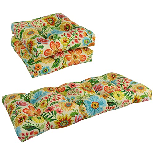 Blazing Needles Outdoor Settee Cushion, Gregoire Chamomile, 3 Count
